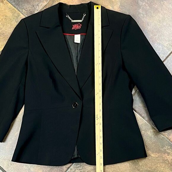 White House Black Market Black 1 Button 3/4 Sleeve Jacket Blazer 8 - Picture 5 of 7